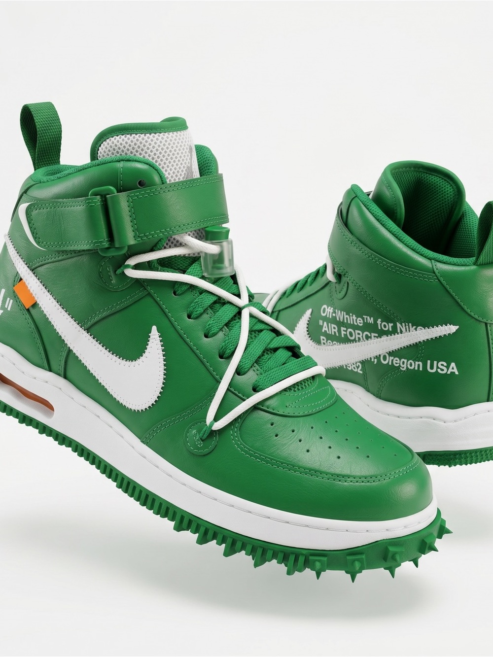 Nike Green and White High-Top Athletic Sneakers with Strap